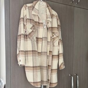 Gentle Fawn Cream and Brown Plaid Shacket